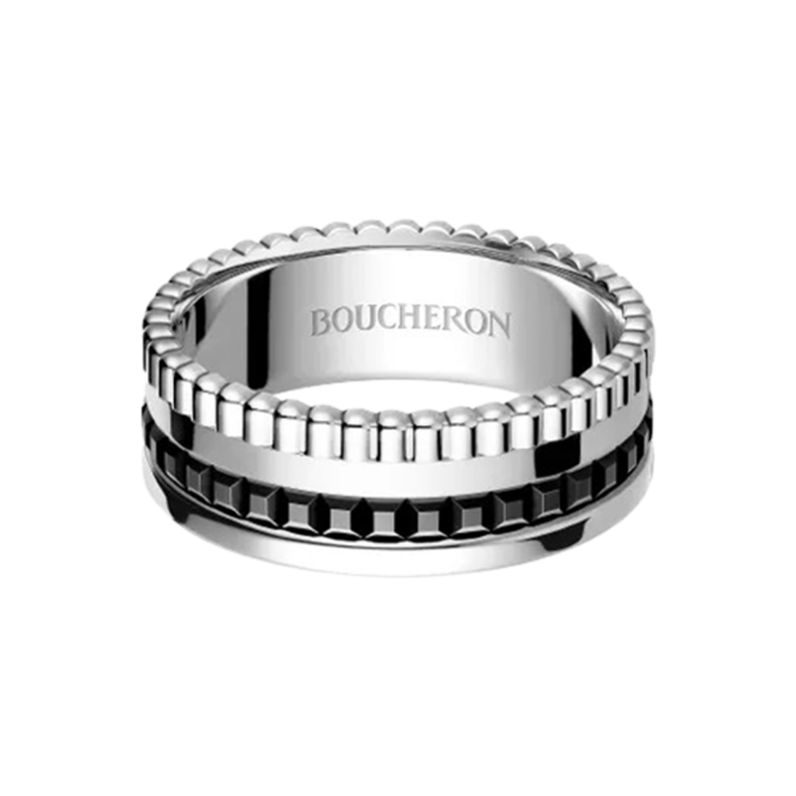 부쉐론 콰트로 블랙 에디션 스몰 링 18K 화이트 골드 블랙 PVD(Boucheron Quatre Black Edition Small Ring 18K White Gold Black PVD)