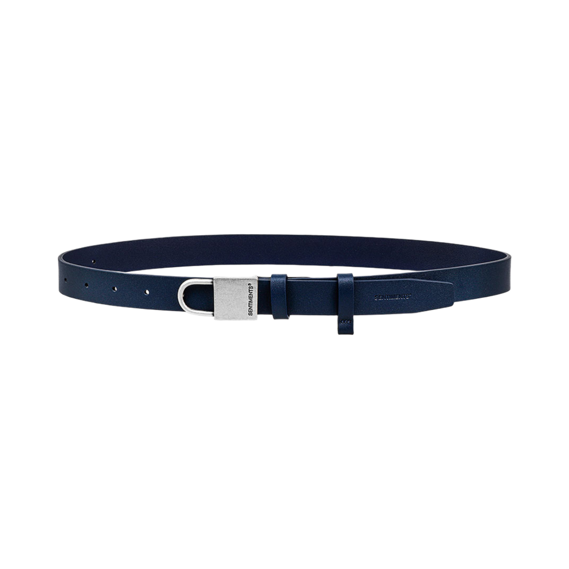 NO579N Sentiments No.579 Lock Buckle Leather Belt Navy