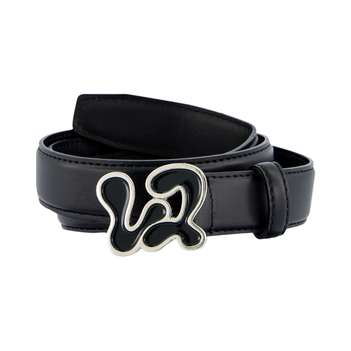 WL240LBT01MBLK MELLOW Logo Leather Belt Black