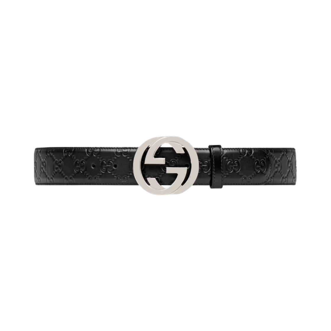 Gucci Interlocking G Buckle Signature Leather Belt Black