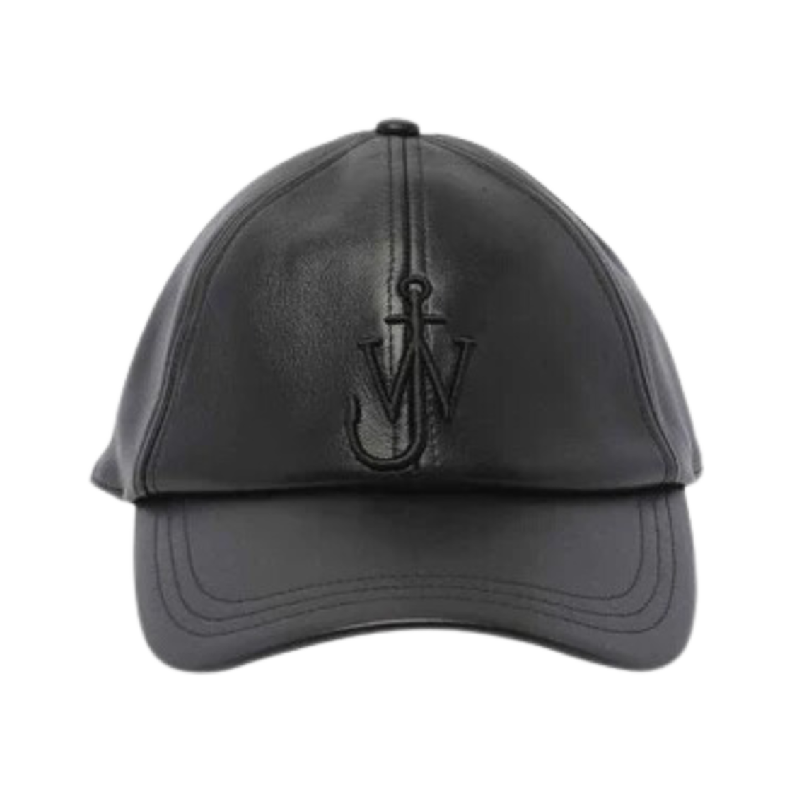 AC0198LA0277999 JW Anderson Anchor Logo Leather Baseball Cap Black