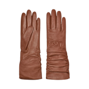 (W) UGG Leather Scrunched Logo Glove Chestnut