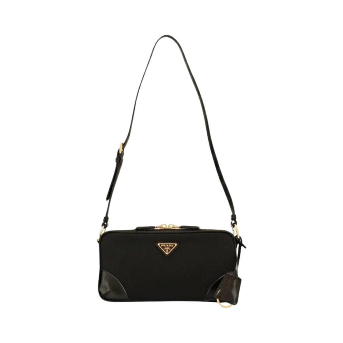 1BC225-R789-F0002 Prada Re-Edition 2002 Re-Nylon Brushed Leather Small Shoulder Bag Black