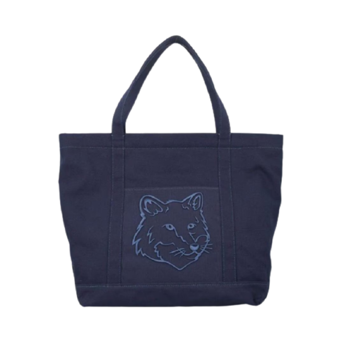 LW05104WW0107-P476 Maison Kitsune Large Fox Head Tote Bag Ink Blue