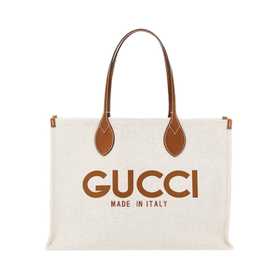 772176-FACUL-8451 Gucci Medium Tote Bag with Print Cotton Linen Canvas Beige Light brown