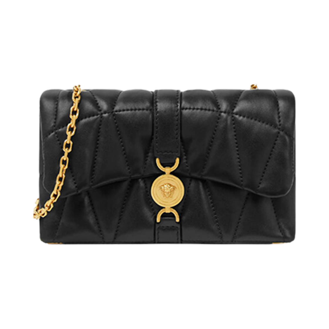 1017740-1A12975-1B00V Versace Kleio Quilted Mini Bag Black Gold