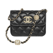 Chanel Clutch with Chain Lambskin Strass & Gold Black