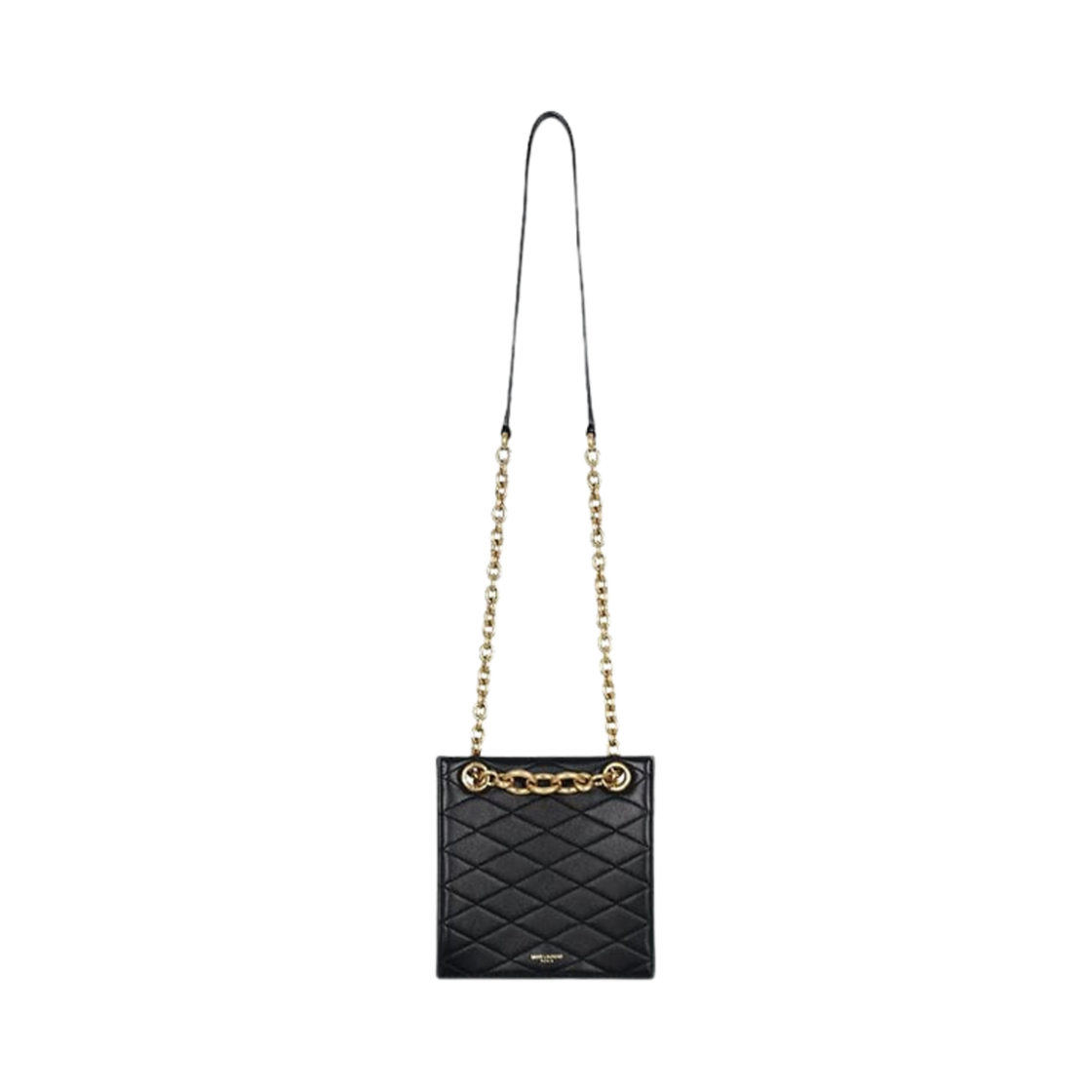 672671-1EL07-1000 Saint Laurent Paris Le Maillon Square Chain Shoulder Bag in Lambskin Black