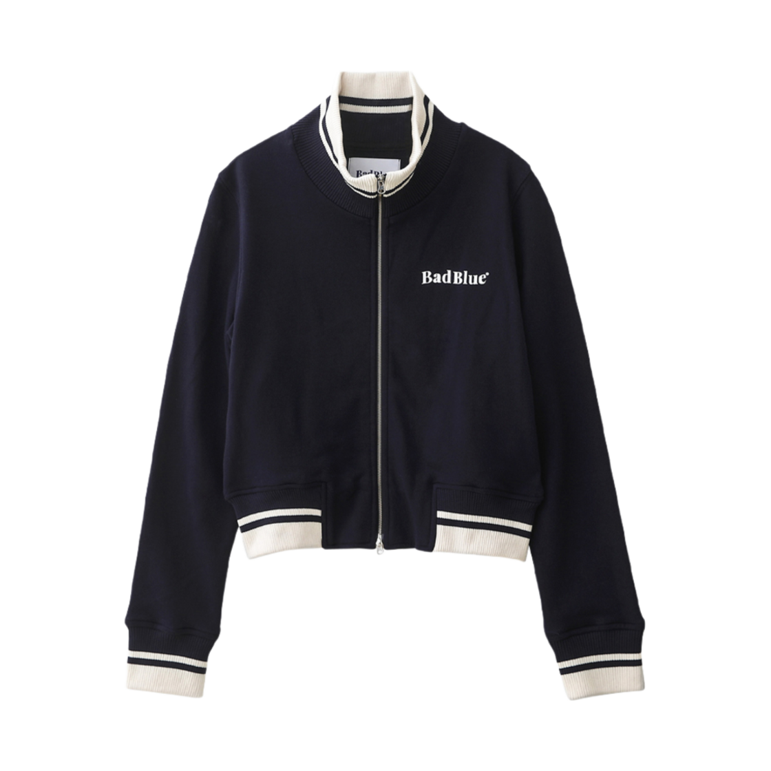 4121103 BadBlue Logo Crop Zipup Jersey Navy