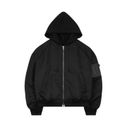 Juun.J Nylon Jersey Hooded Detachable MA-1 Jumper Black - 24SS