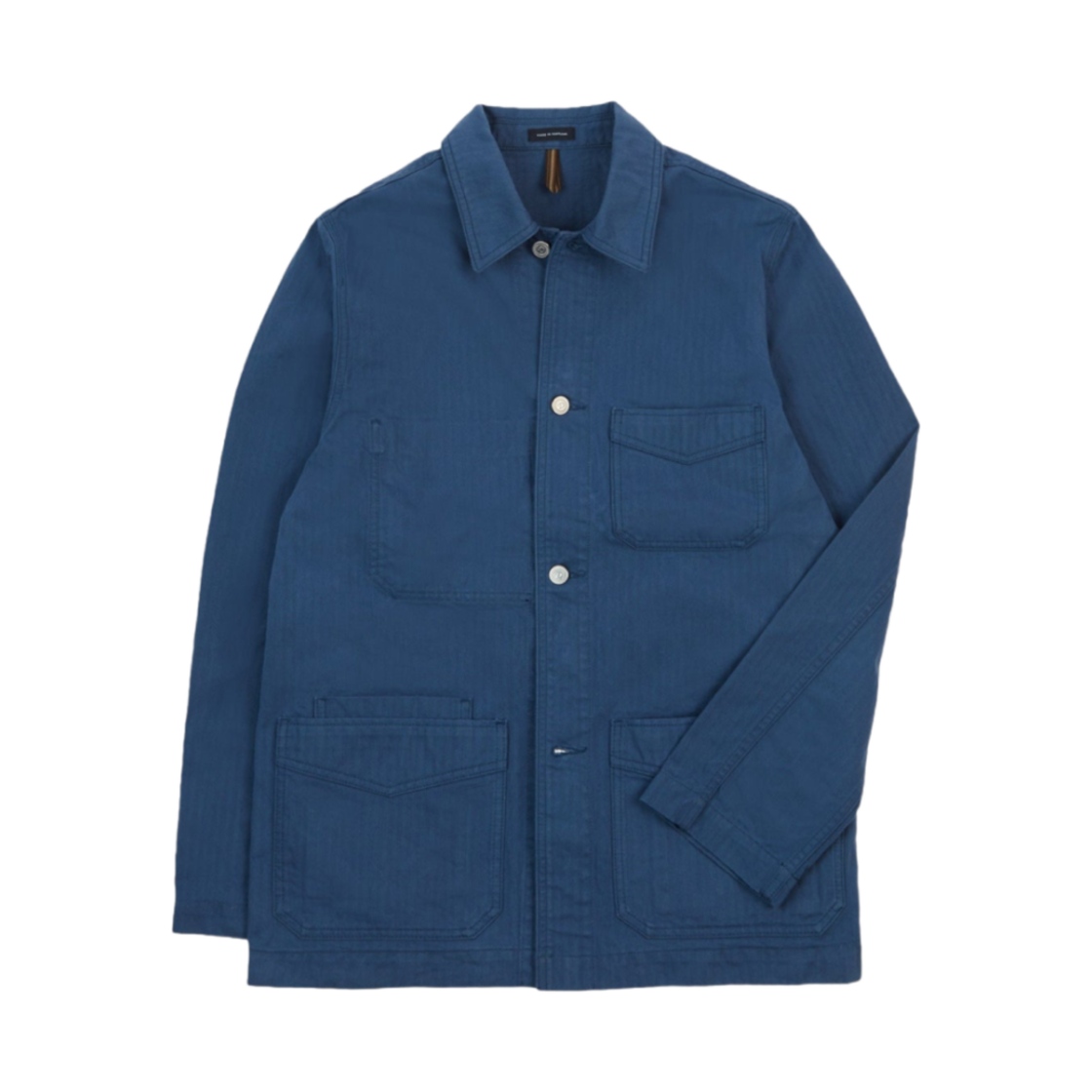 DR2A1B-24859-01-200 Drake's Waxed Herringbone Cotton Five Pocket Chore Jacket Navy