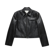 Dunst Collared Vegan Leather Blouson Jacket Black