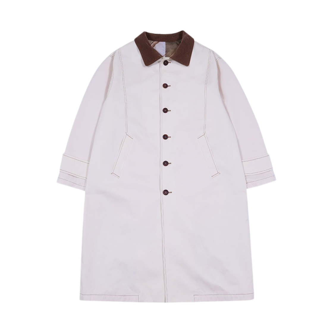 더뮤지엄비지터 코듀로이 칼라 맥 코트 베이지