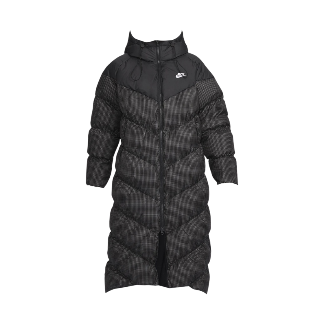 (W) 나이키 NSW 써마핏 윈드 푸퍼 루즈 후드 파카 블랙 화이트((W) Nike NSW Therma-Fit Wind Puffer Loose Hooded Parka Black White) - 1