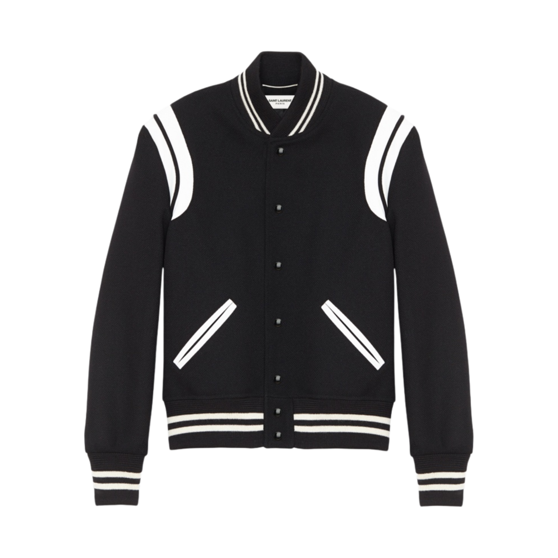 376283-Y180W-1900 (W) Saint Laurent Teddy Jacket in Wool Black