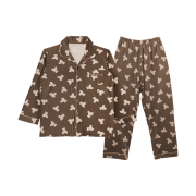 [3% 적립] Aone Unisex Peach Fleece Teddy Bear Collar Longsleeve Pajama Set Brown