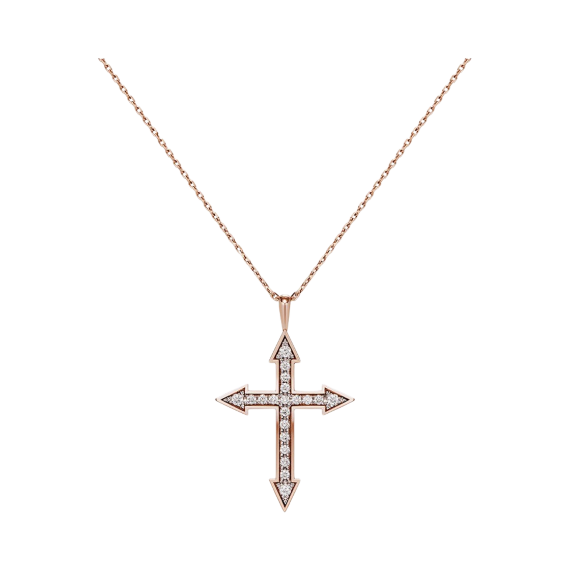미꼬 애로우 크로스 콤비네이션 다이아몬드 L 네클리스 핑크 골드(Miko Arrow Cross Combination Diamond L Necklace Pink Gold)