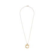 (W) Ferragamo Gancini Pendant Necklace Brass & Gold