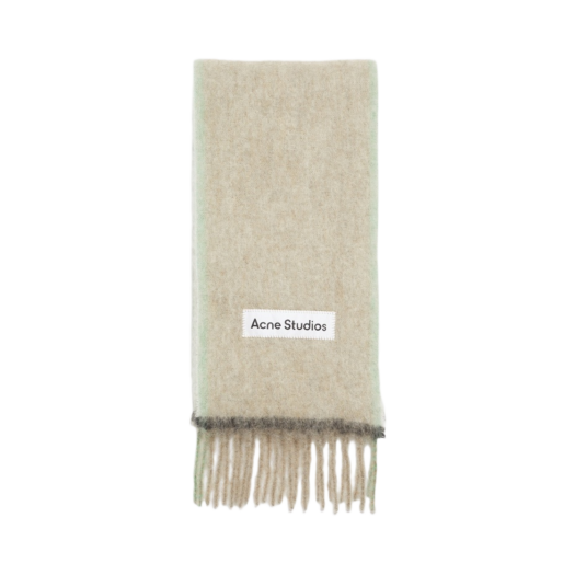 CA0290-ALS Acne Studios Mohair Wool Fringe Scarf Beige Grey