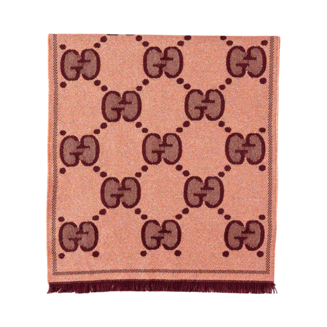 598993-3GC15-7973 Gucci GG Wool Jacquard Scarf Pink Bordeaux