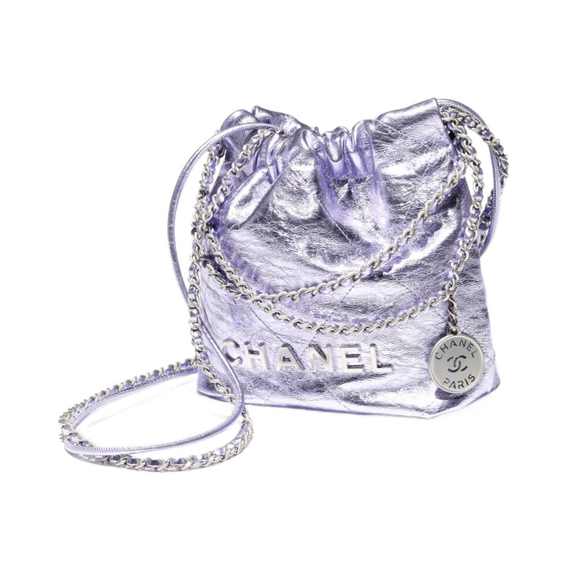 샤넬 22 미니 핸드백 메탈릭 카프스킨 & 실버 메탈 라일락(Chanel 22 Mini Handbag Metallic Calfskin & Silver Lilac) - 2