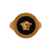 Versace Enamel Medusa Ring Black Gold