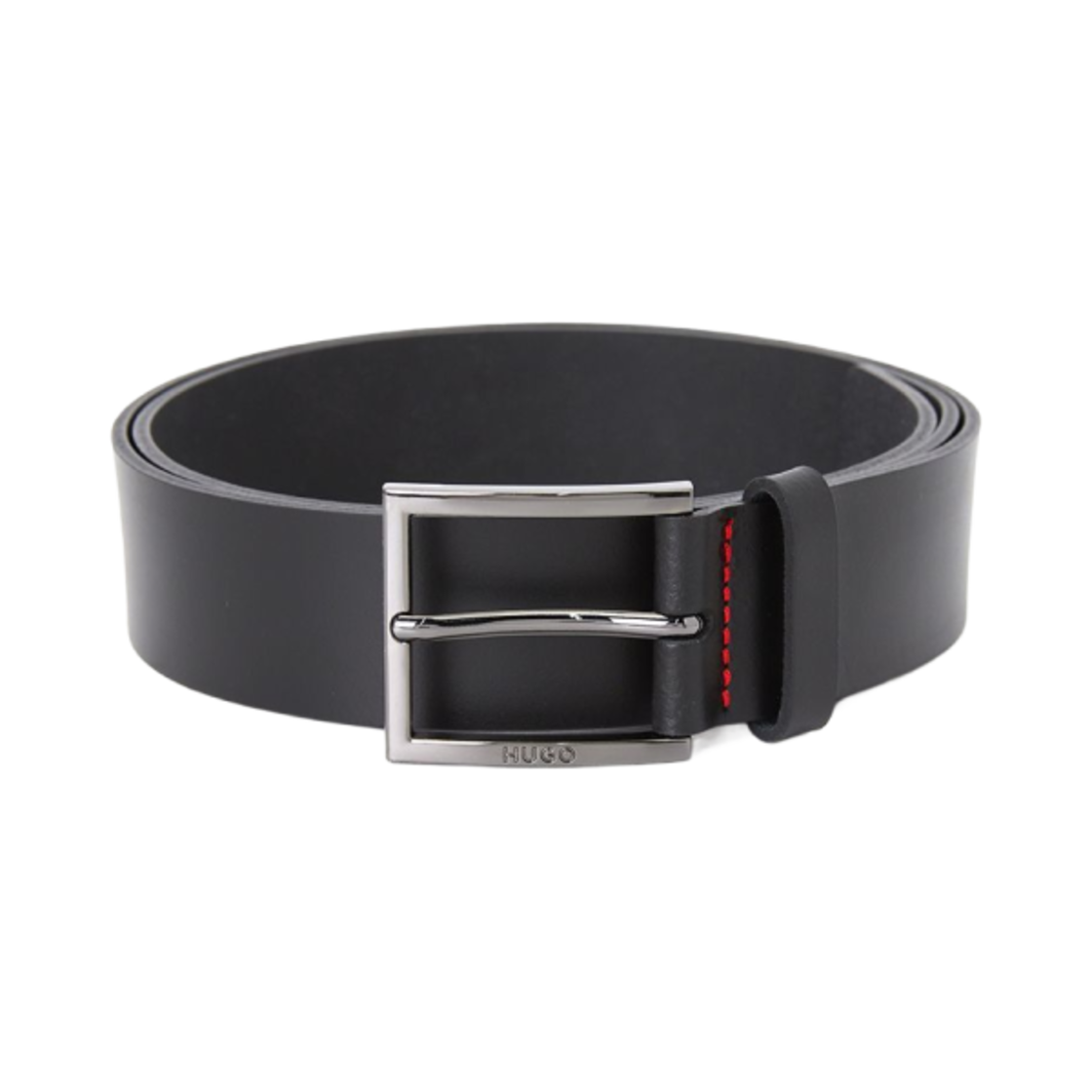 50496596-001 Hugo Boss Leather Belt With Engraved-Logo Buckle Black