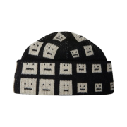Acne Studios Checkerboard Face Beanie Hat Black
