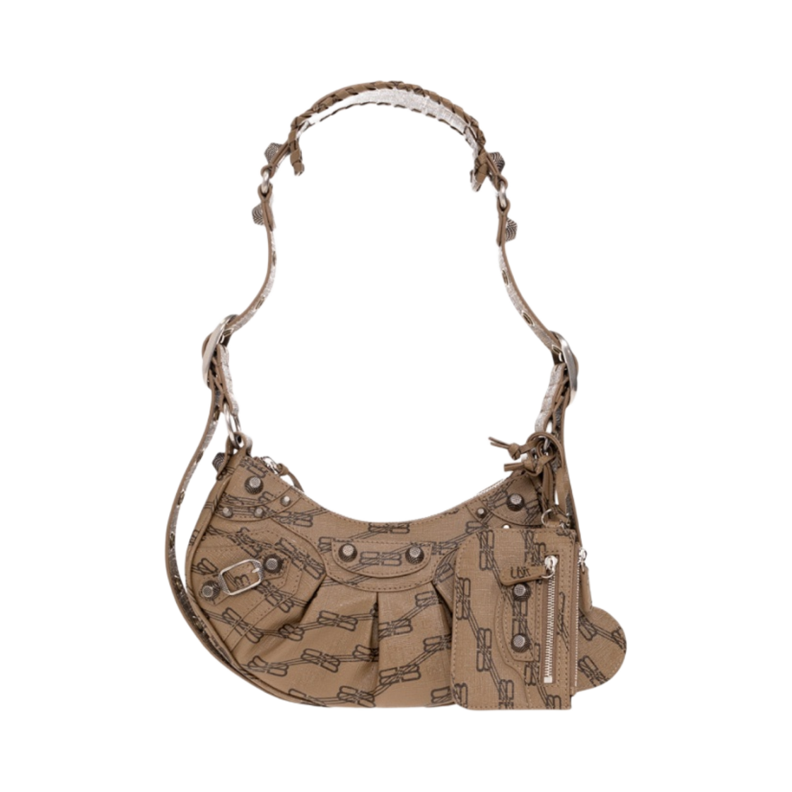 발렌시아가 BB 모노그램 코티드 캔버스 르 카골 XS 숄더백 베이지