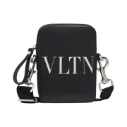 Valentino Small VLTN Leather Crossbody Bag Black White