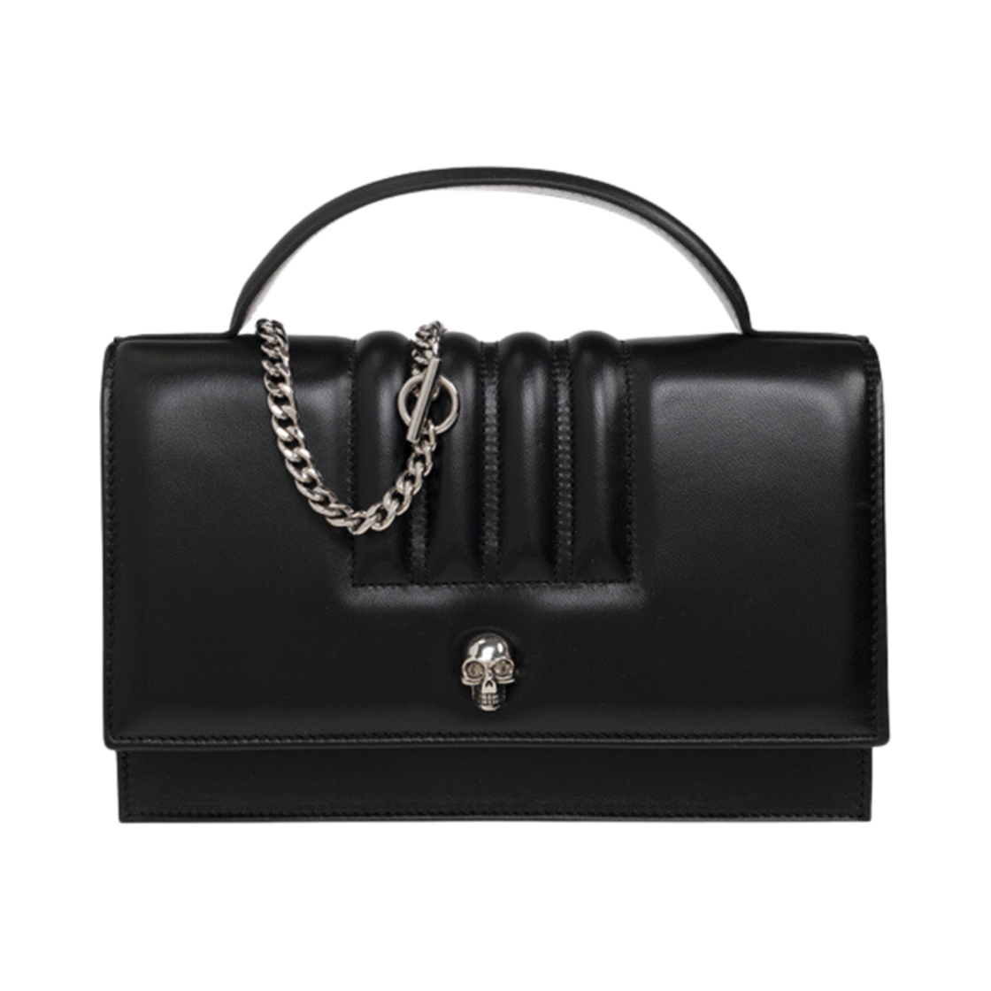 7327981LYMH1000 Alexander McQueen Top Handle Medium Skull Bag Black
