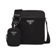 Prada Re-Nylon and Saffiano Leather Shoulder Bag Black