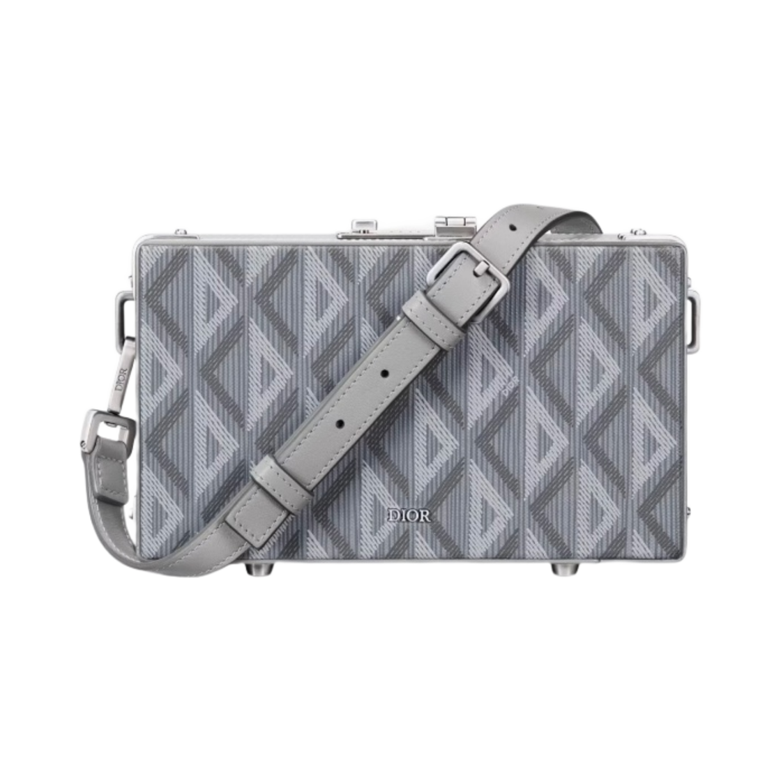 디올 락 라이트 케이스 백 스트랩 디올 CD 다이아몬드 캔버스 스무스 카프스킨 그레이(Dior Lock Mini Case Bag Strap Dior CD Diamond Canvas Smooth Calfskin Gray) - 1