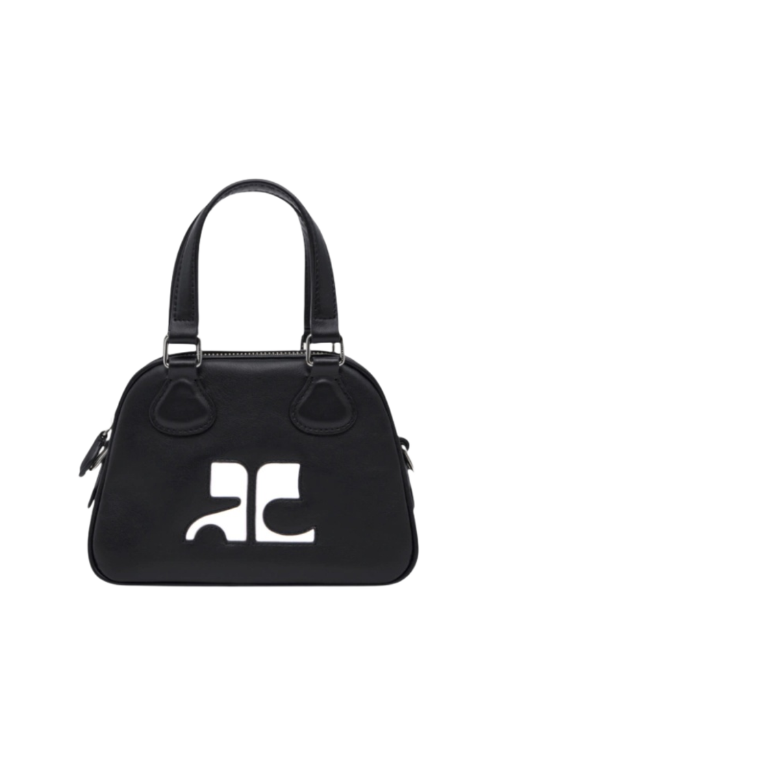 124GSA083CR00279999 Courreges Mini Leather Bowling Bag Black