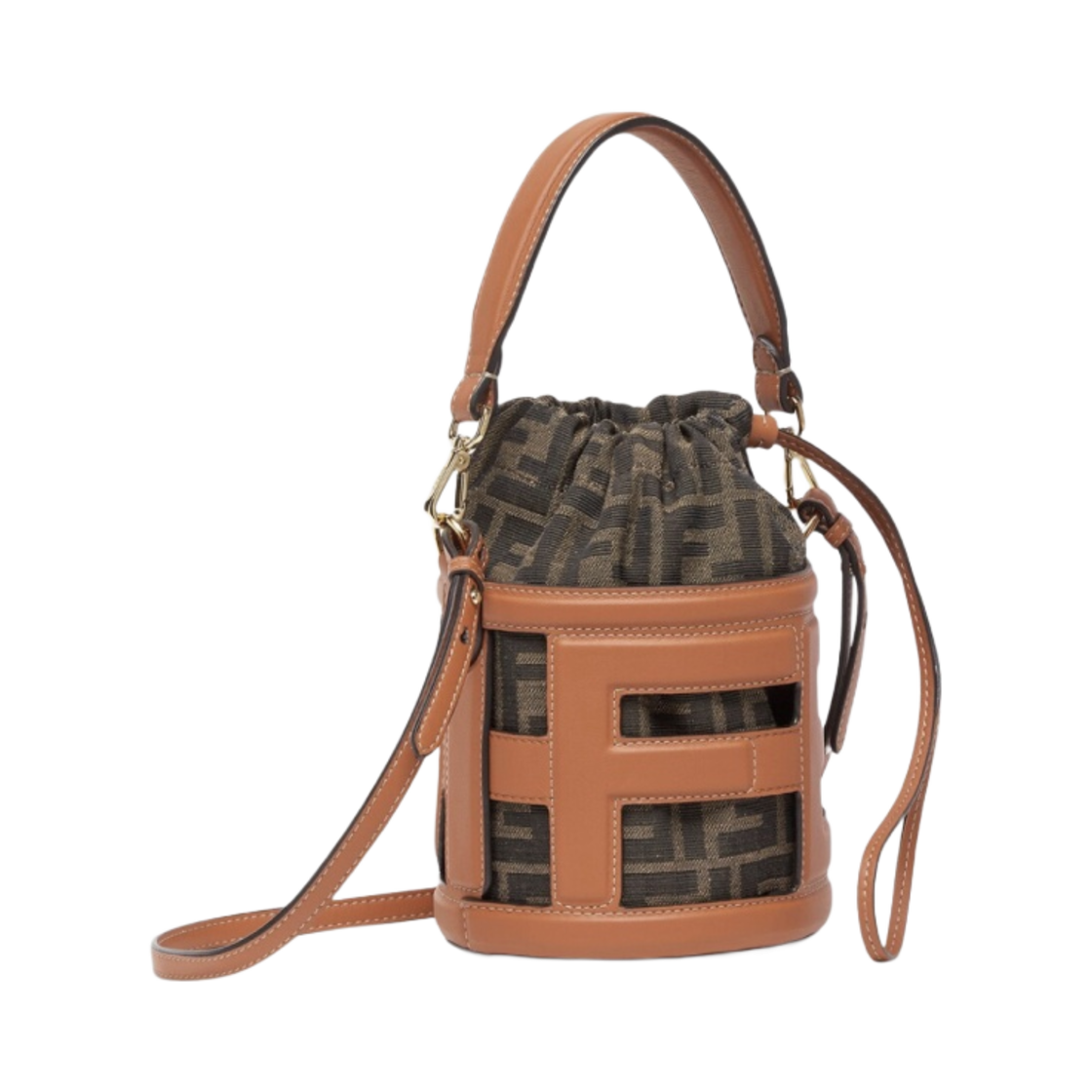 펜디 스텝 아웃 레더 FF 패브릭 미니백 브라운(Fendi Step Out Leather and FF Fabric Mini Bag Brown) - 2
