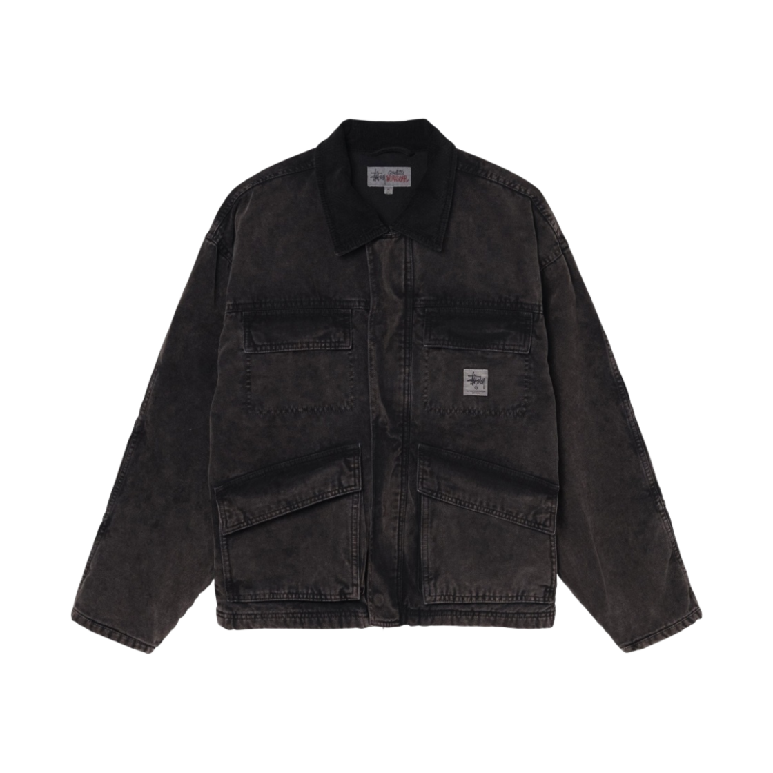 스투시 워시드 캔버스 샵 자켓 블랙(Stussy Washed Canvas Shop Jacket Black)