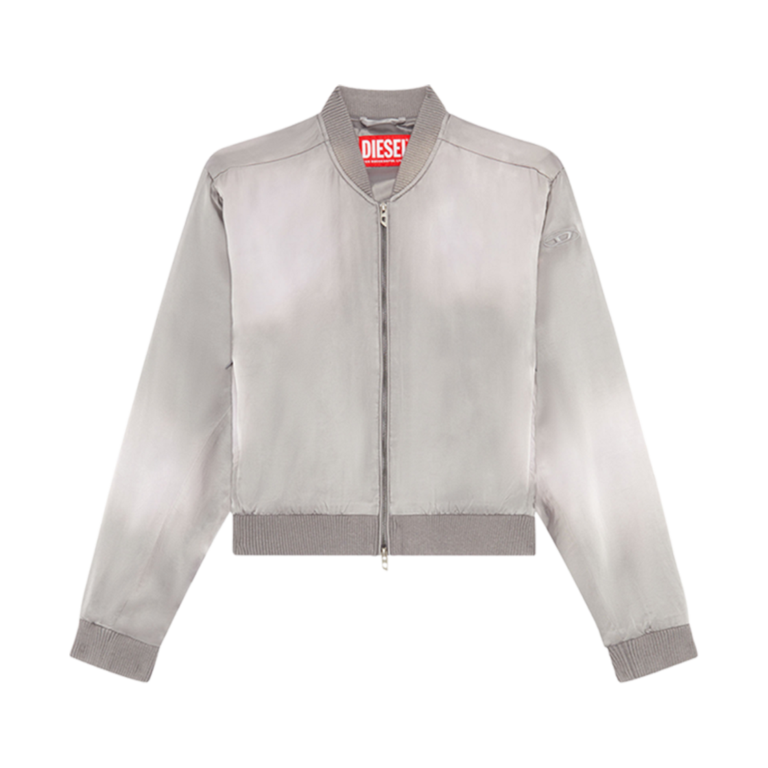(W) 디젤 지-칼로우-N1 봄버 자켓 트리티드 새틴 라이트 그레이((W) Diesel G-Khlow-N1 Bomber Jacket In Treated Satin Light Grey)