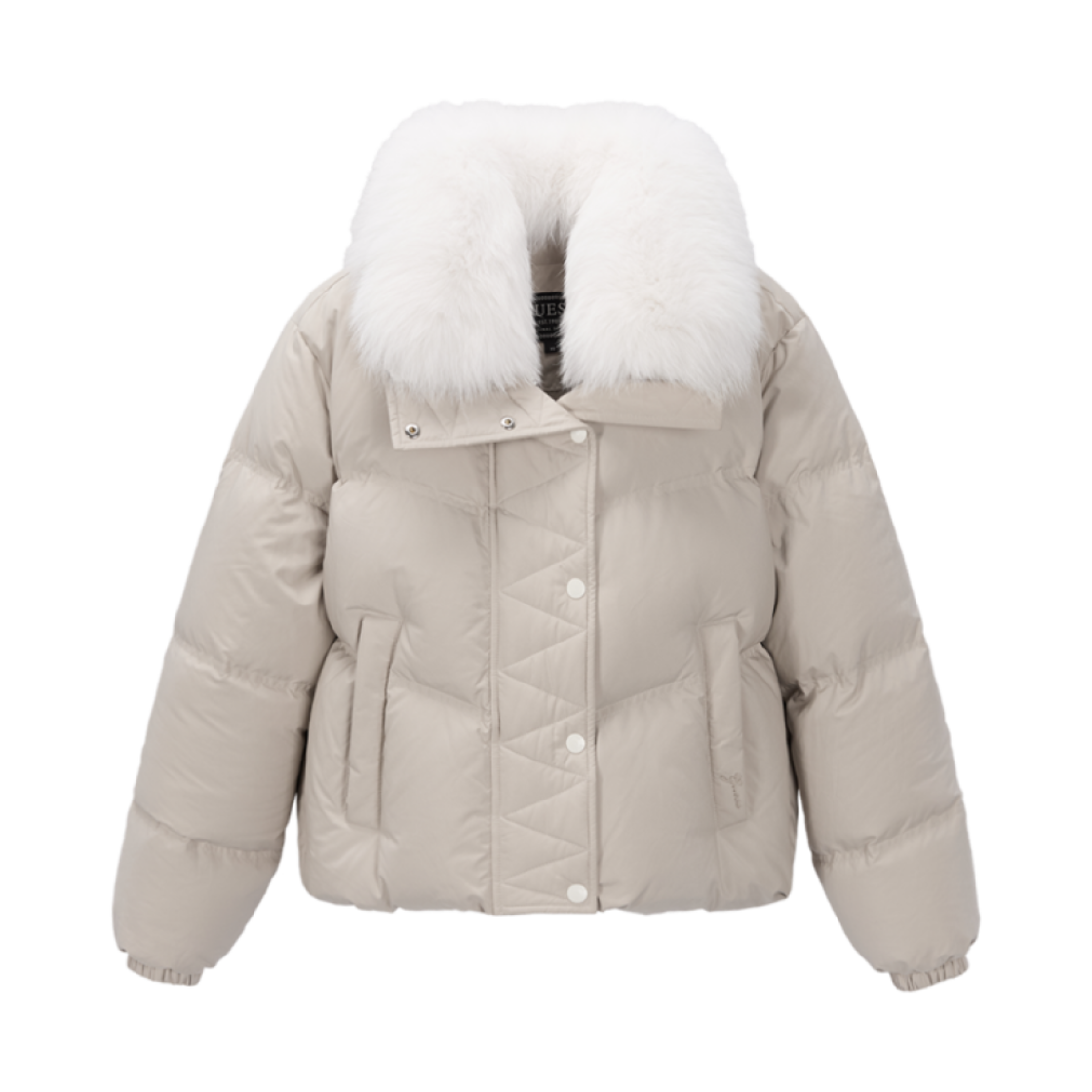 YO4W5872-BEG (W) Guess Fox Fur Short Down Beige