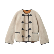 (W) Toteme Teddy Shearling Clasp Jacket Off White