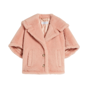 (W) Max Mara Cambusa Accessori Teddy Fabric Cape Pink