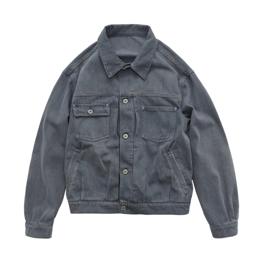 PL5PJK2301AO Polyteru Denim Trucker Jacket Blue Gray