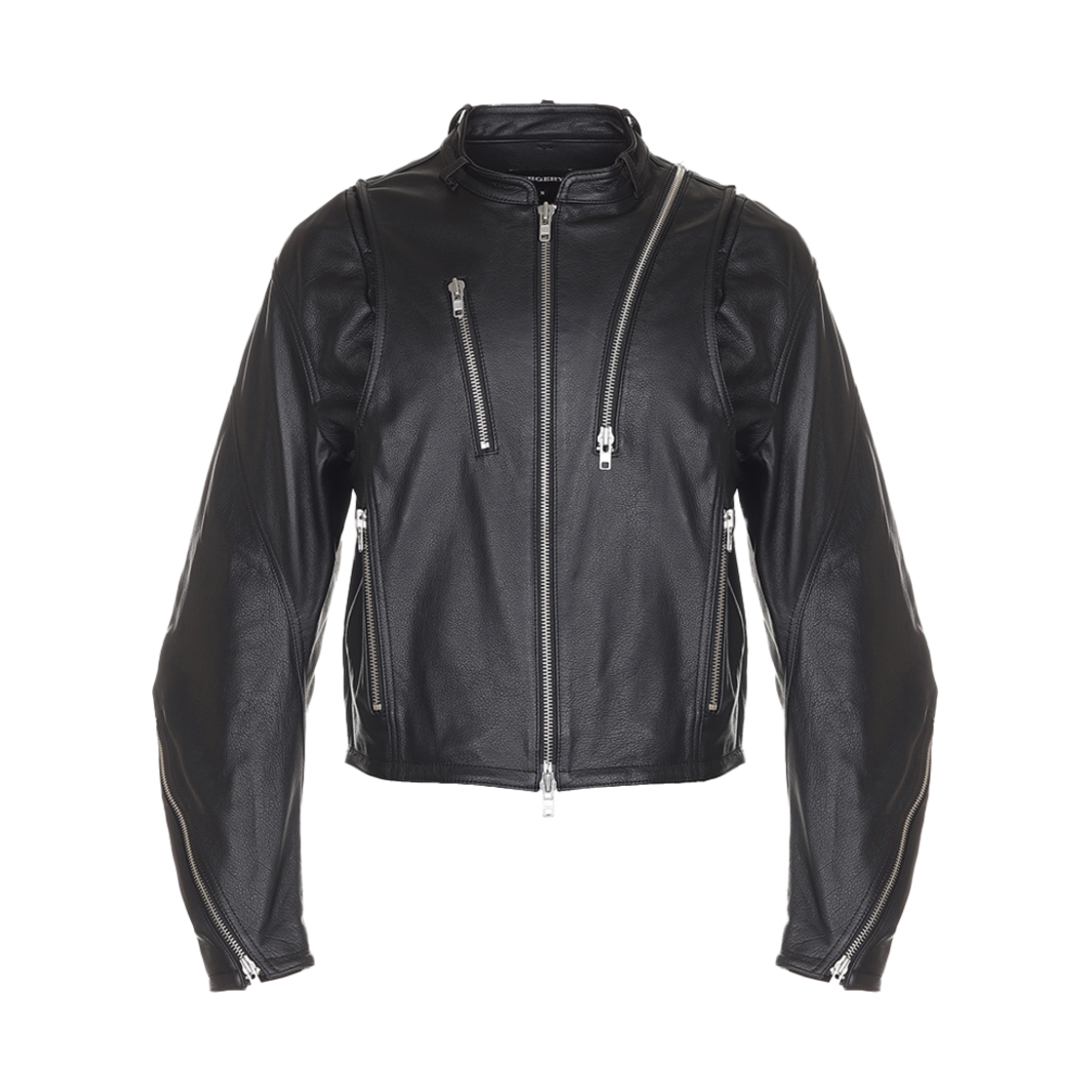 SG25SS29 Surgery Croissant Sleeves Leather Jacket Black