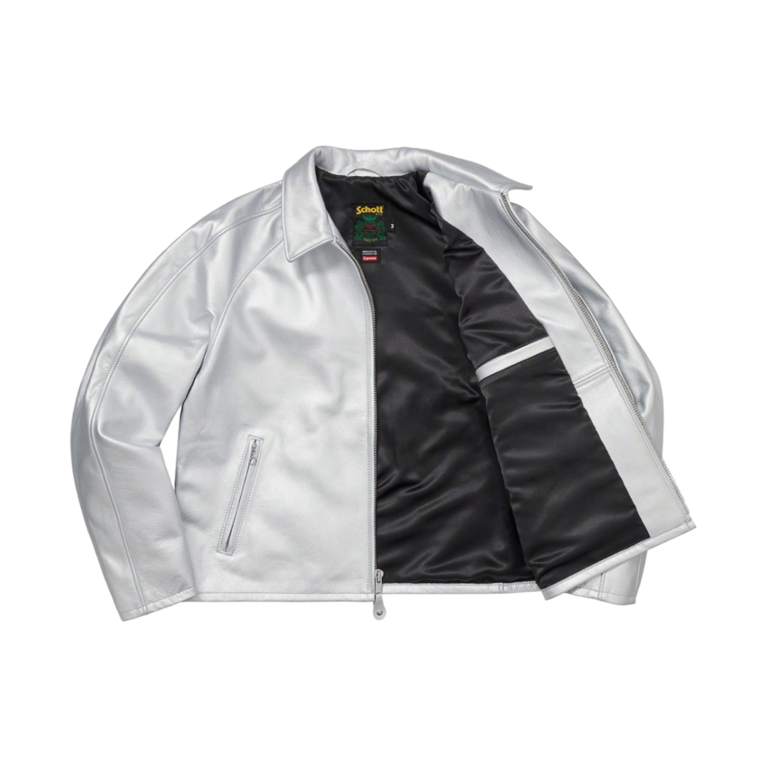 슈프림 x 쇼트 레더 레이서 자켓 실버 - 23SS(Supreme x Schott Leather Racer Jacket Silver - 23SS) - 2