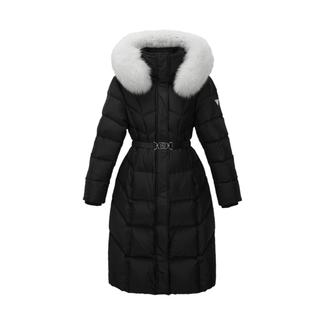(W) 게스 폭스 퍼 롱 다운 블랙((W) Guess Fox Fur Long Down Black)