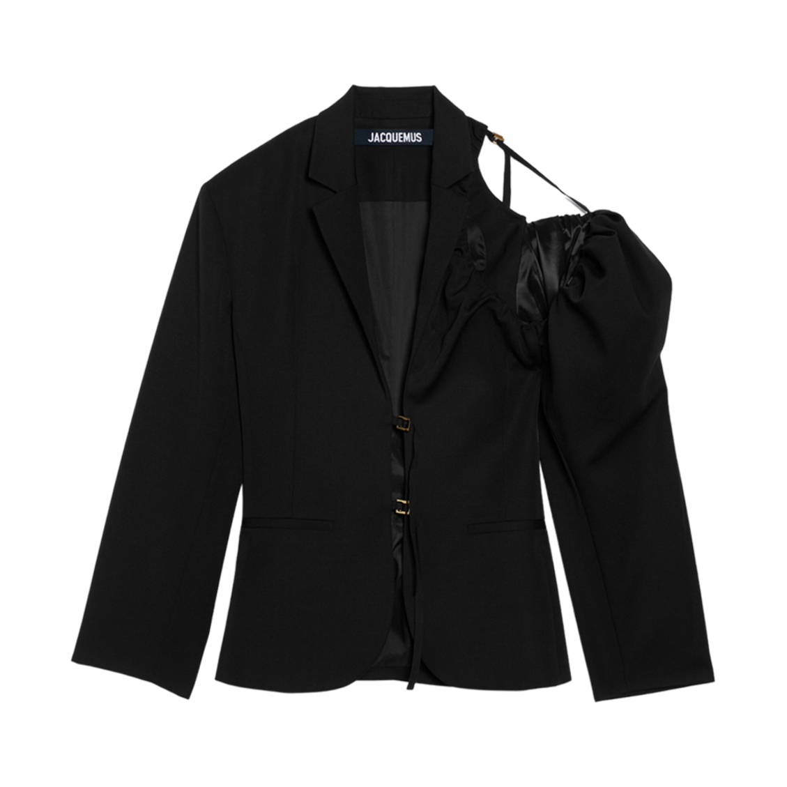 (W) 자크뮈스 라 베스트 갈리가 어시메트릭 슬리브 블레이저 블랙((W) Jacquemus La Veste Galliga Asymmetric Sleeve Blazer Black) - 1