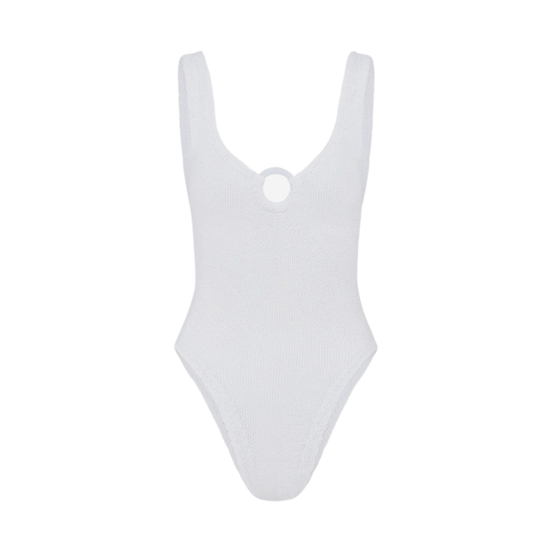 (W) 훈자 지 셀린느 스윔 위드 토널 후프 화이트((W) Hunza G Celine Swim with Tonal Hoops White)