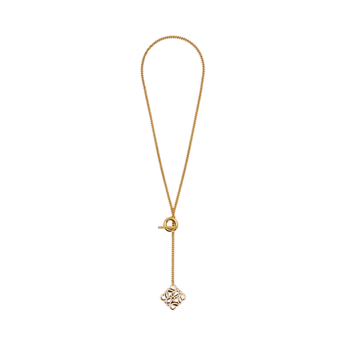 로에베 파베 아나그램 네클리스 스털링 실버 & 크리스탈 골드(Loewe Pave Anagram Necklace in Sterling Silver and Crystal Gold) - 1