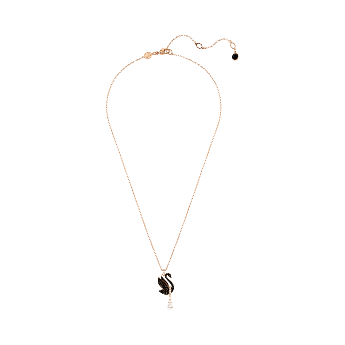 (W) 스와로브스키 스완 펜던트 블랙 로즈 골드 플래팅((W) Swarovski Swan Pendant Black Rose Gold Plated)