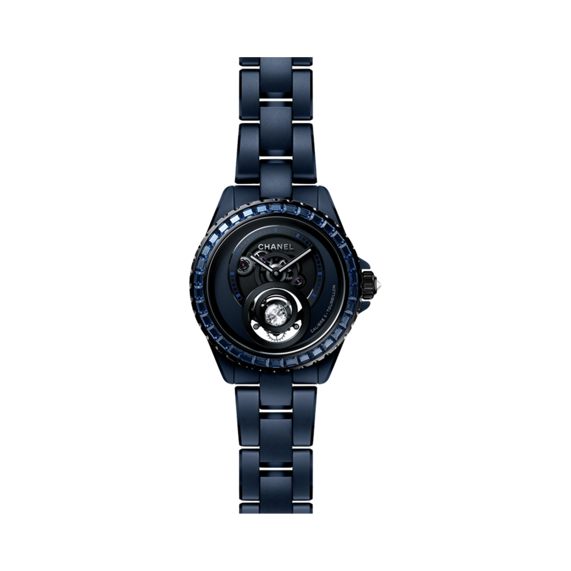 H10334 Chanel J12 Tourbillon Watch 38mm Bleu Diamond Sapphire Bezel