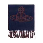 (W) Vivienne Westwood Double Logo Muffler Navy Blue